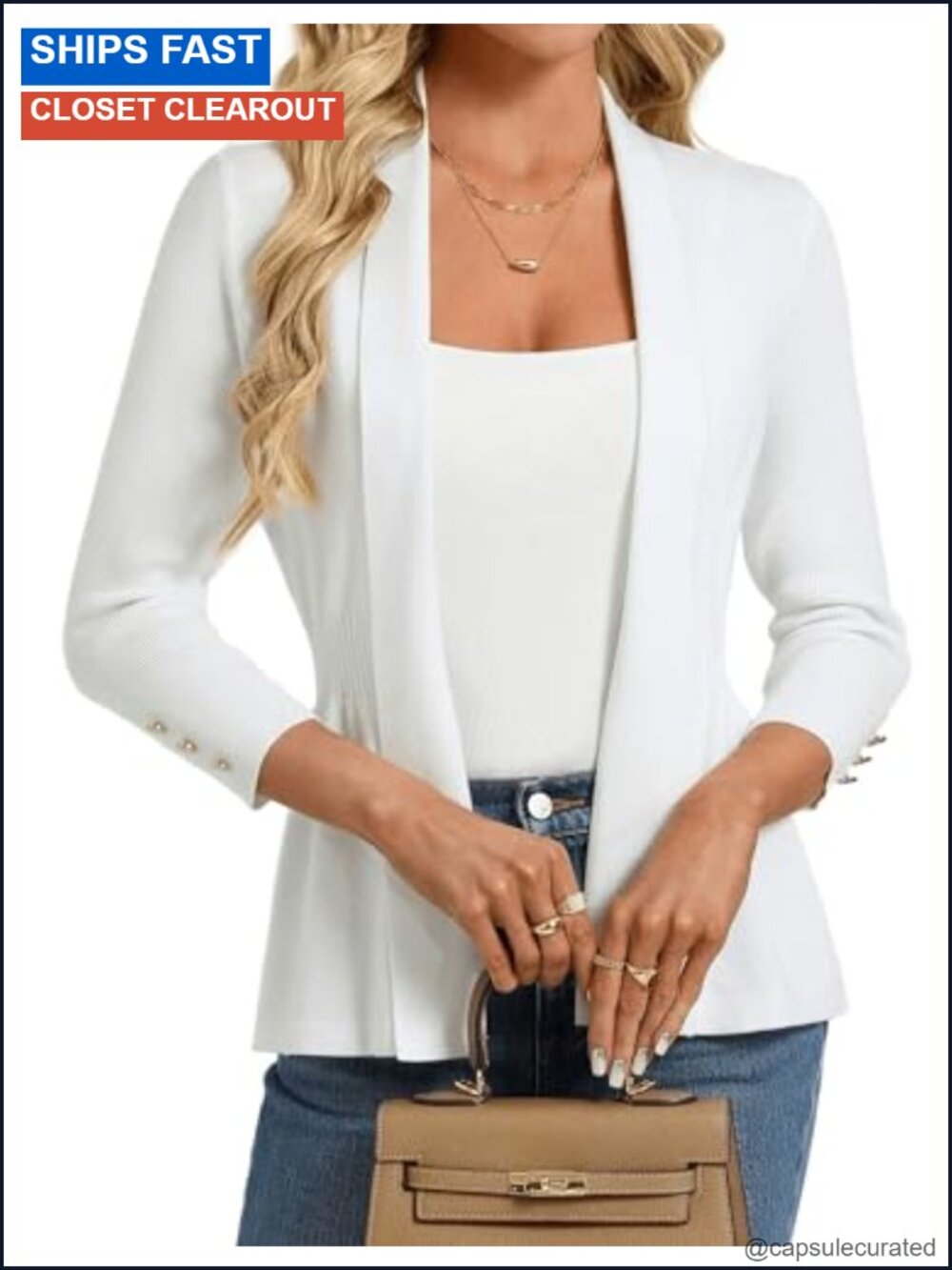 Peplum Cardigan for Women Open Front V-Neck 3/4 Sleeve Knit